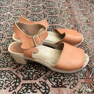 Bryr Emma mid heel clog, Natural leather - size 38
